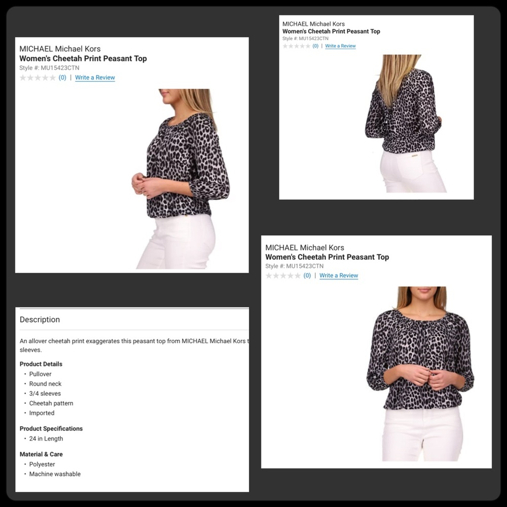 Michael Kors Cheetah Print Peasant Top